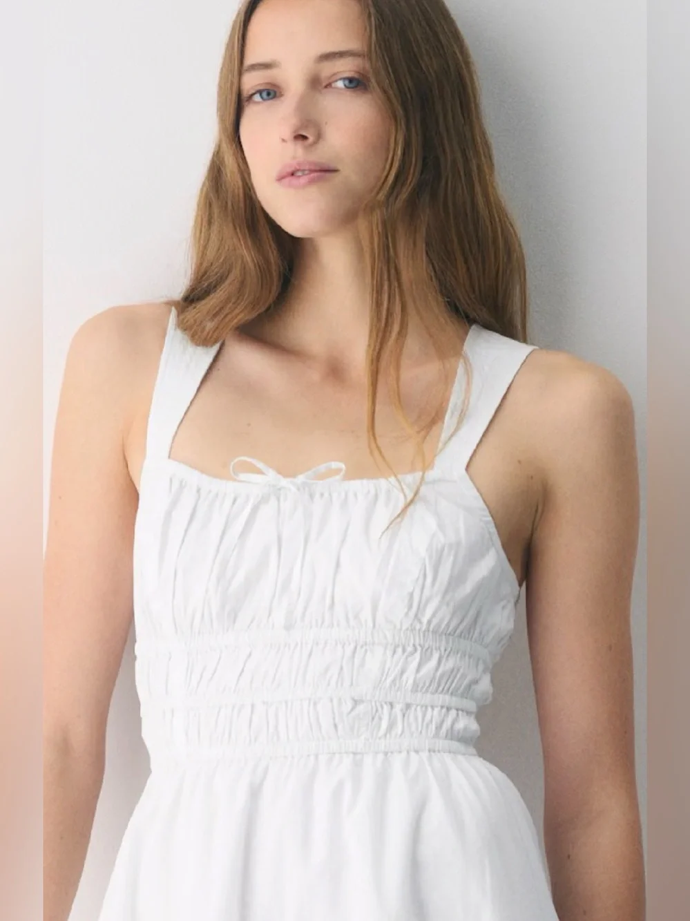 Aritzia Sunday Best White Martine Tiered Cotton Poplin Dress Size Large - Picture 2 of 10